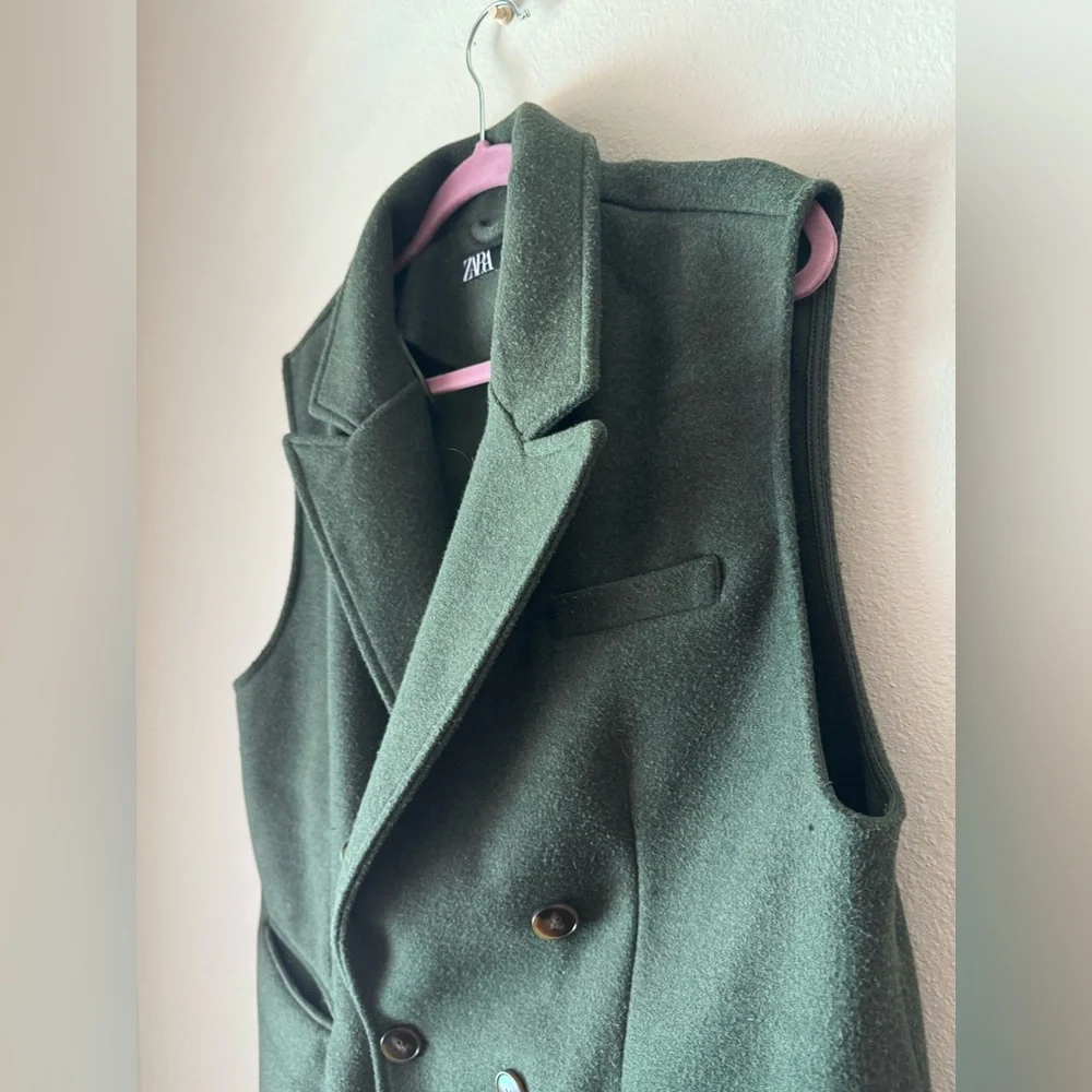Zara Woman’s Forest Green Wool Blazer - Picture 8 of 9